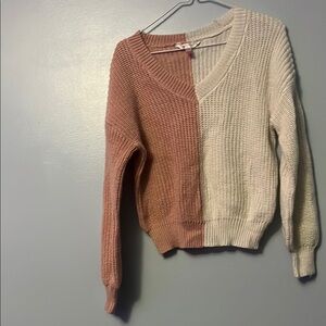 Two-Tone Pink and Cream Women's Sweater